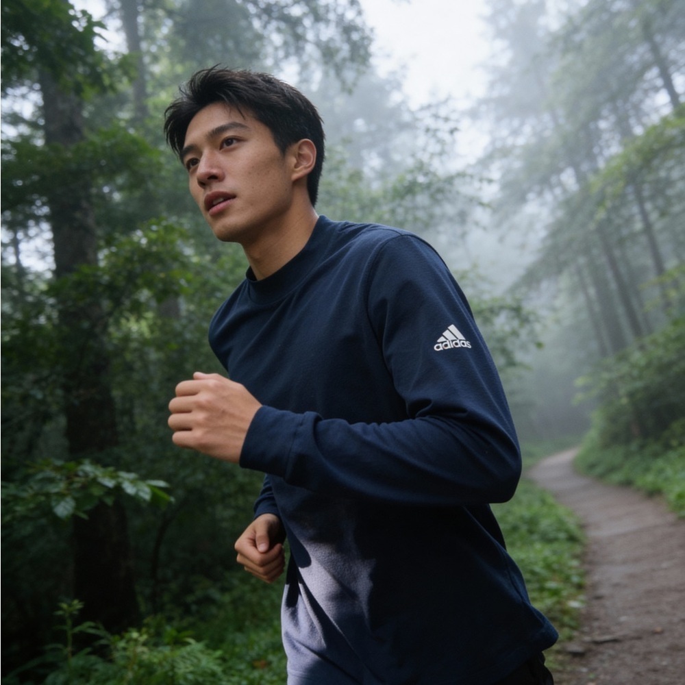 adidas Men's Long Sleeve Tee - Navy